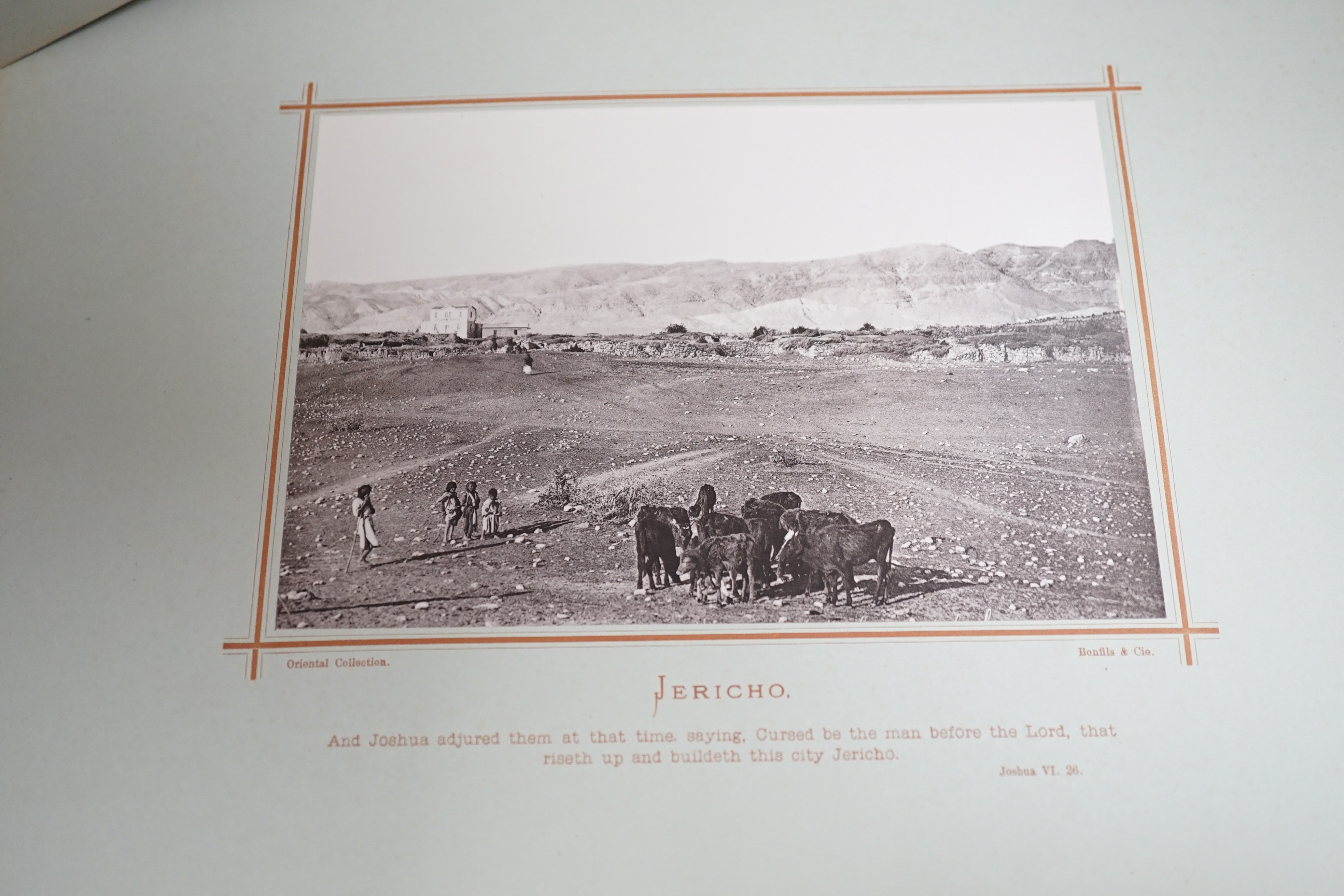 Palestine album, Oriental collection published by Bonfils & Cie, containing titled photographic views, 34 x 25cm